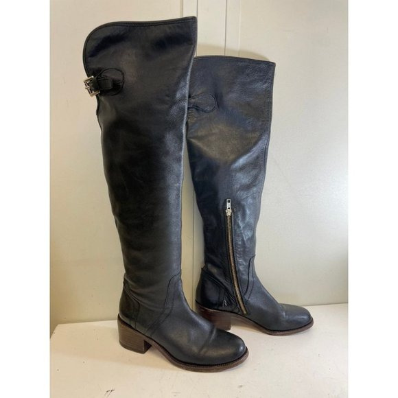 Coach Shoes - Coach Womens Black Leather Pull On knee High Boots Size 6 B